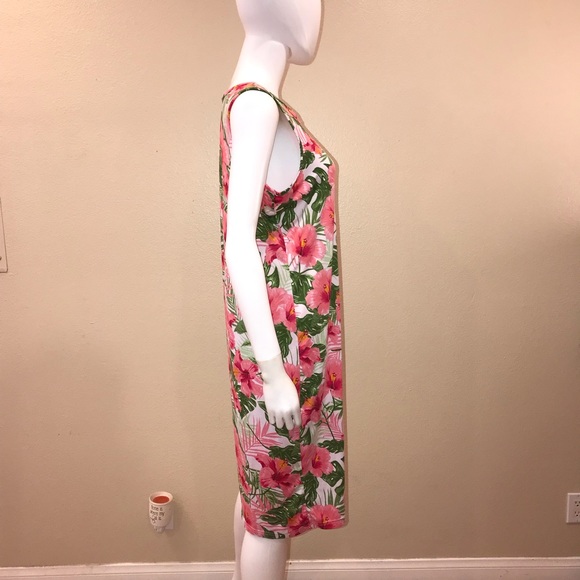 Rouge Pink Hibiscus Tank Dress Size 1X Summer Dress Mid Length - Picture 12 of 12